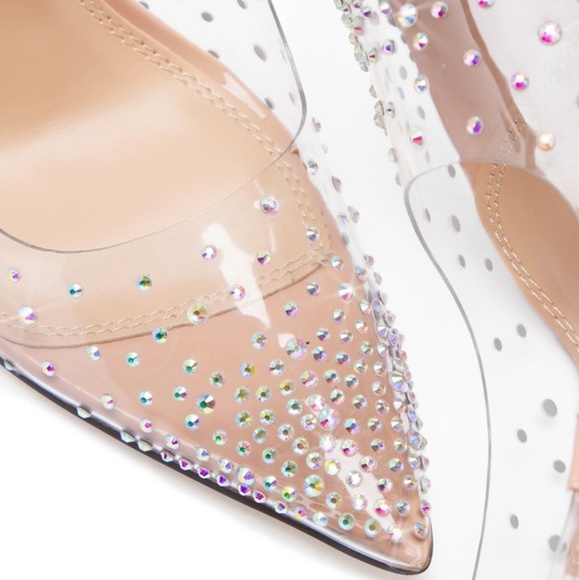 Last Size 8.5💎Rhinestone Gradient Clear PVC Heel - Picture 2 of 8